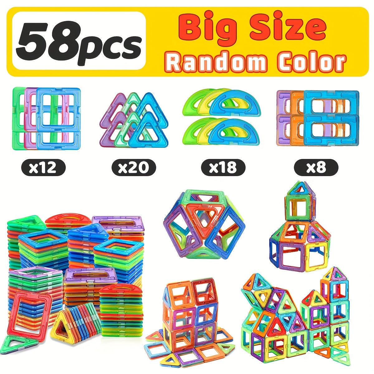 Blocs de Construction Magnétiques STEM pour Enfants 3 Ans et Plus - Kit Éducatif Grande Taille pour Tout-Petits Garçons et Filles - Jouet Magnétique Créatif