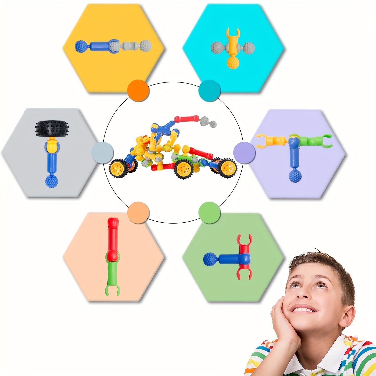 Blocs de Construction STEM Éducatifs pour Enfants 3 Ans et Plus - Kit d'Assemblage Créatif avec Boîte de Rangement - Jouet Idéal Garçons et Filles