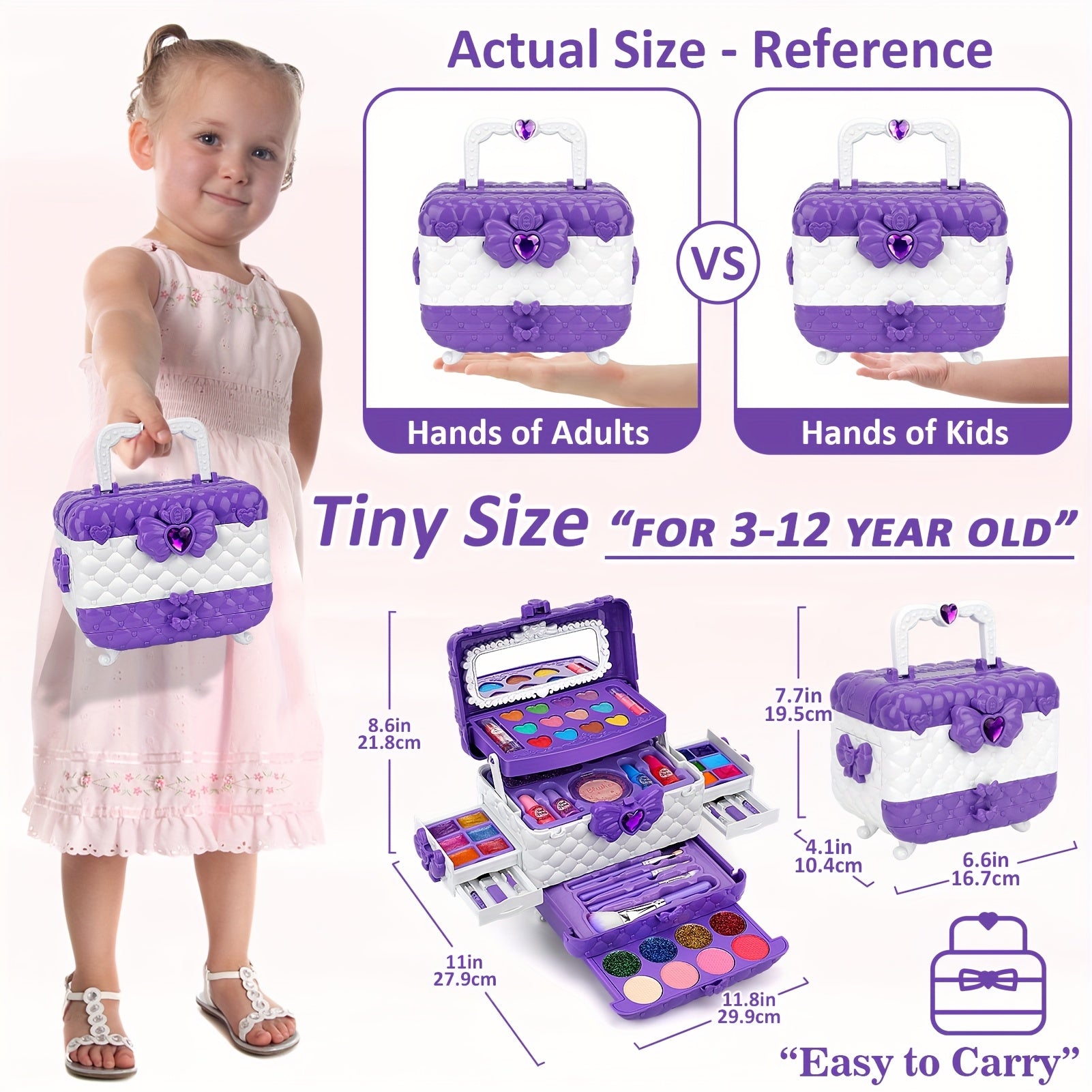 Set de Maquillage 54pcs pour Filles - Maquillage Lavable et Jouet Réaliste - Cadeau Anniversaire, Noël & Halloween King of Toys