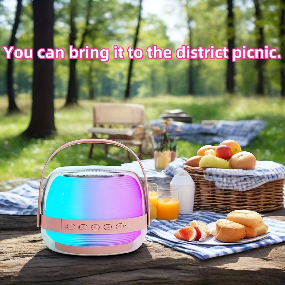 Mini Machine de Karaoké Portable avec 2 Microphones Sans Fil - Enceinte Bluetooth LED d'Ambiance pour Adultes et Fêtes