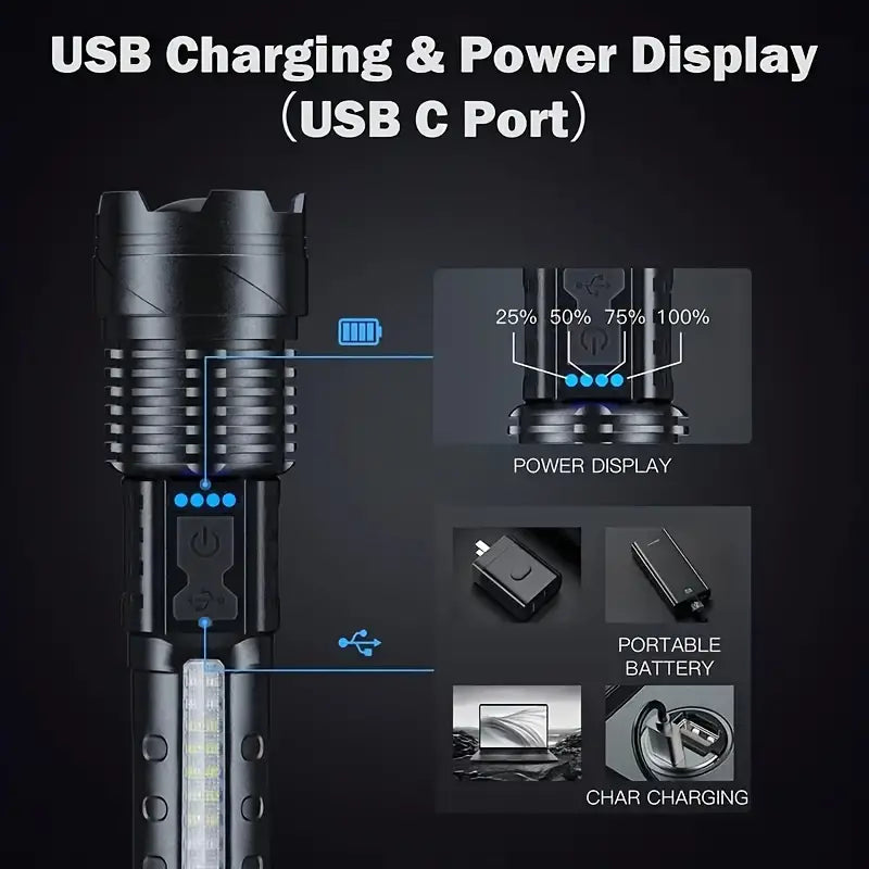 AlphaLights l Rechargeable LED flashlight 9000 Lumen l Military Speelgoed Koning