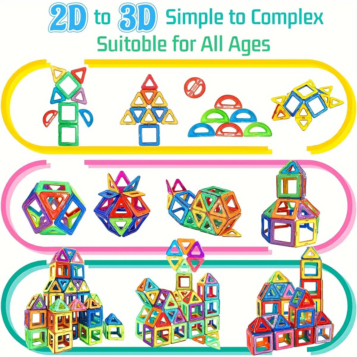 Blocs de Construction Magnétiques STEM pour Enfants 3 Ans et Plus - Kit Éducatif Grande Taille pour Tout-Petits Garçons et Filles - Jouet Magnétique Créatif