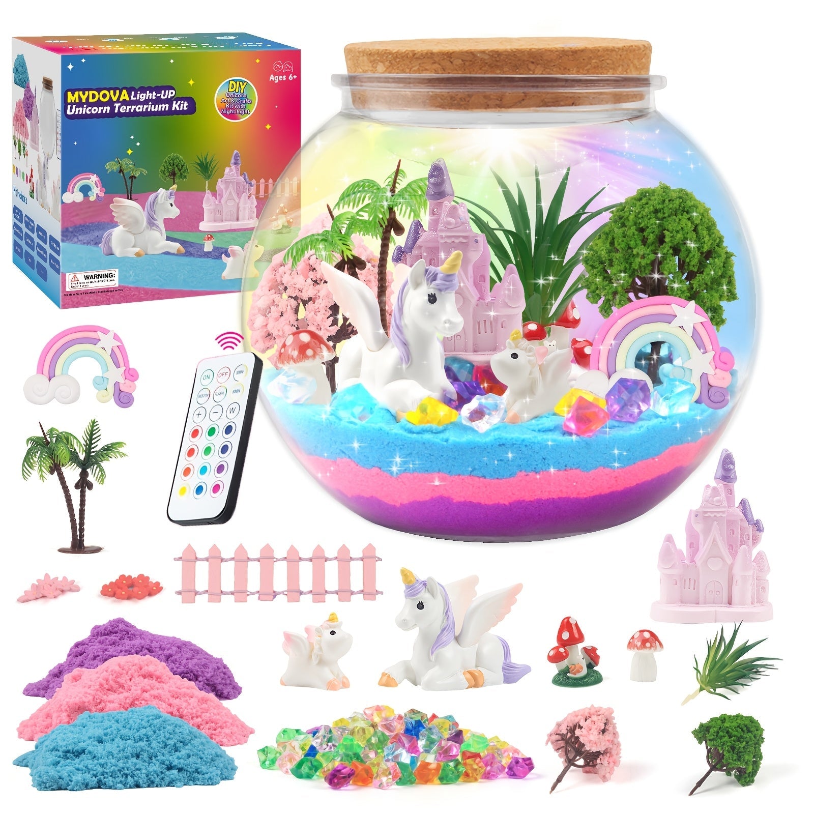 Terrarium Licorne Enchantée - Lampe LED et Jardin Magique DIY, Cadeau pour Enfants de 6 à 12 Ans King of Toys
