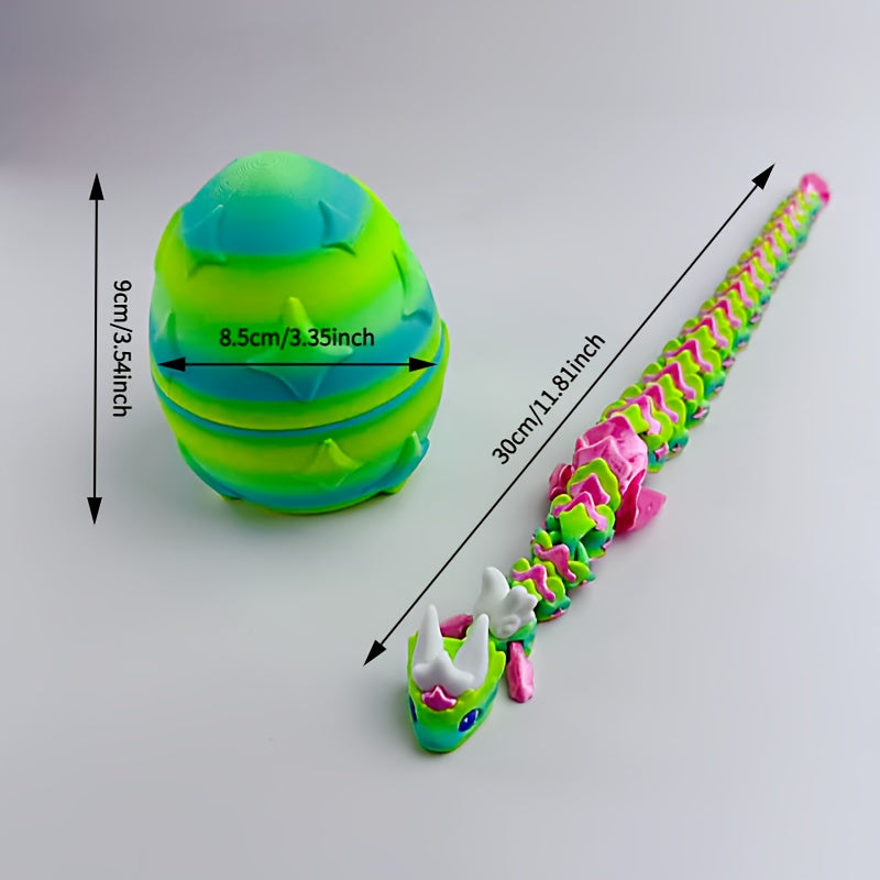 Figurine Dragon Articulé Imprimée 3D et son Œuf - Modèle de Collection Fantaisie pour Fans de Jeux de Rôle et Décoration - Cadeau Unique