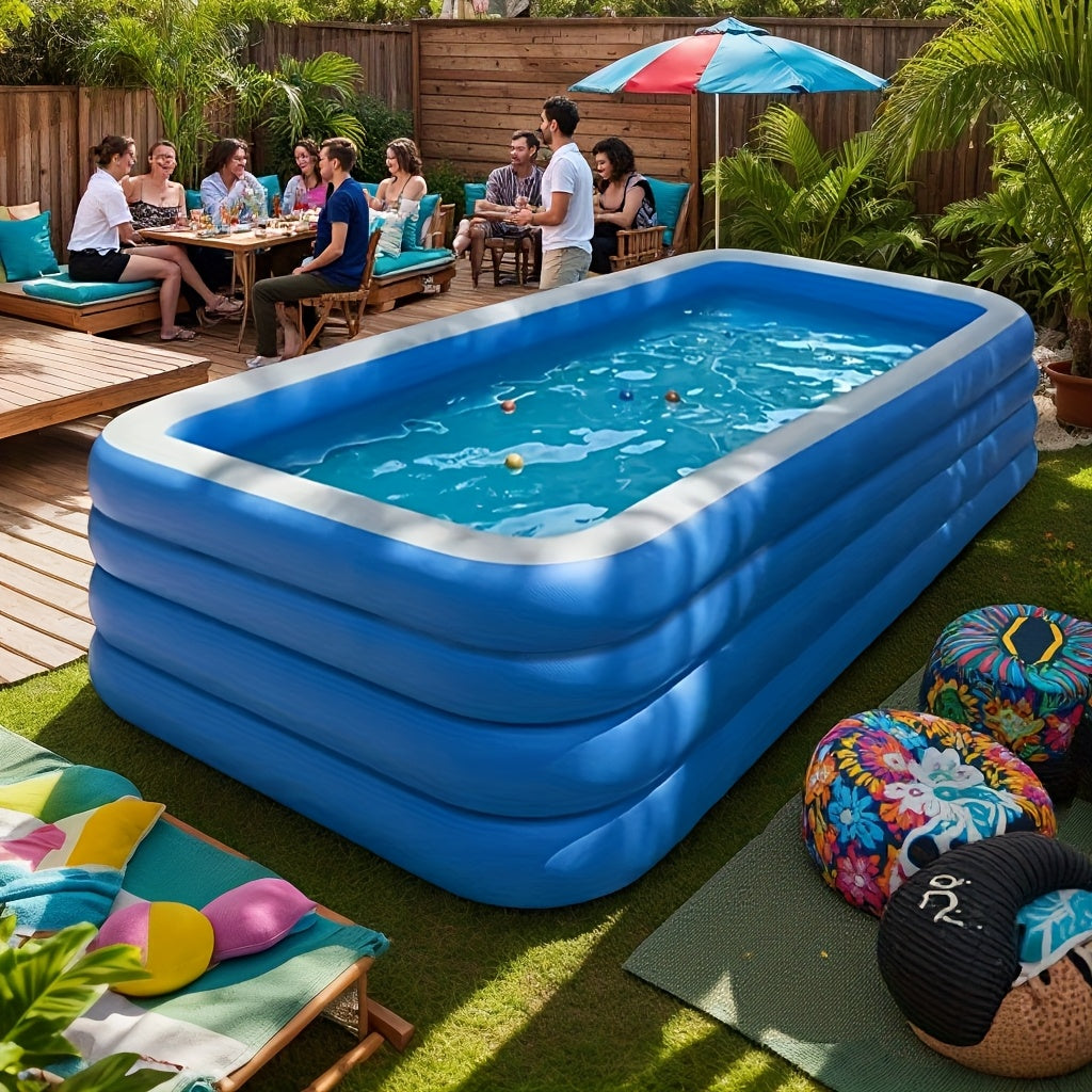 [Piscine Gonflable XL] Grande Piscine Gonflable Bleue avec Balles Bobo | PVC Résistant, Pliable & Portable pour Jardin, Pelouse, Terrasse – Parfait pour Réunions d'Été en Famille