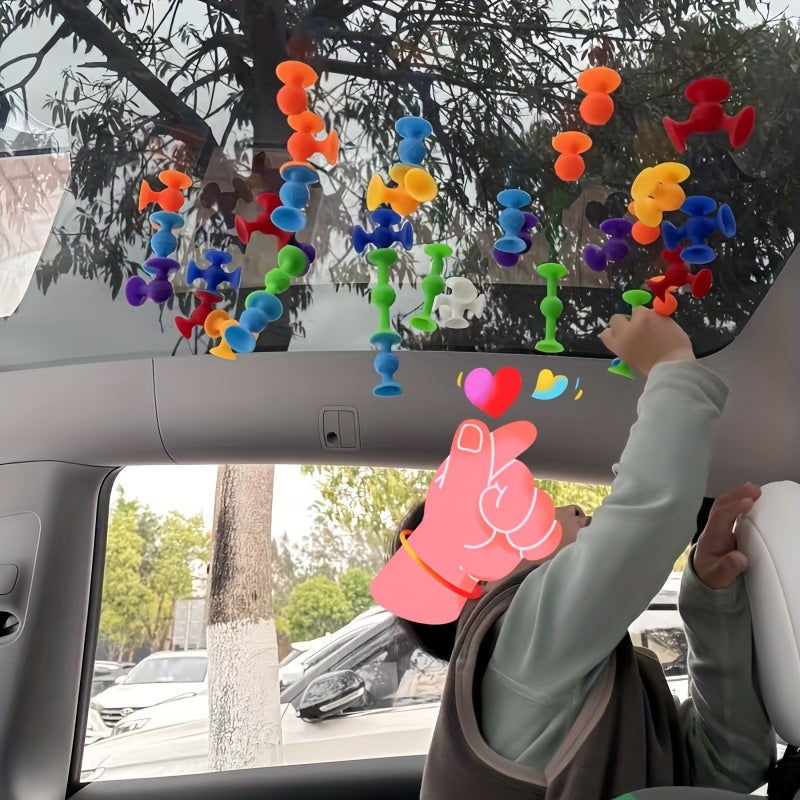 Ensemble de 40 Blocs de Construction à Ventouses en Silicone pour Enfants 3 Ans+ - Jouet Sensoriel de Construction Idéal Voyage et Fenêtre - Cadeau Éducatif Garçons Filles