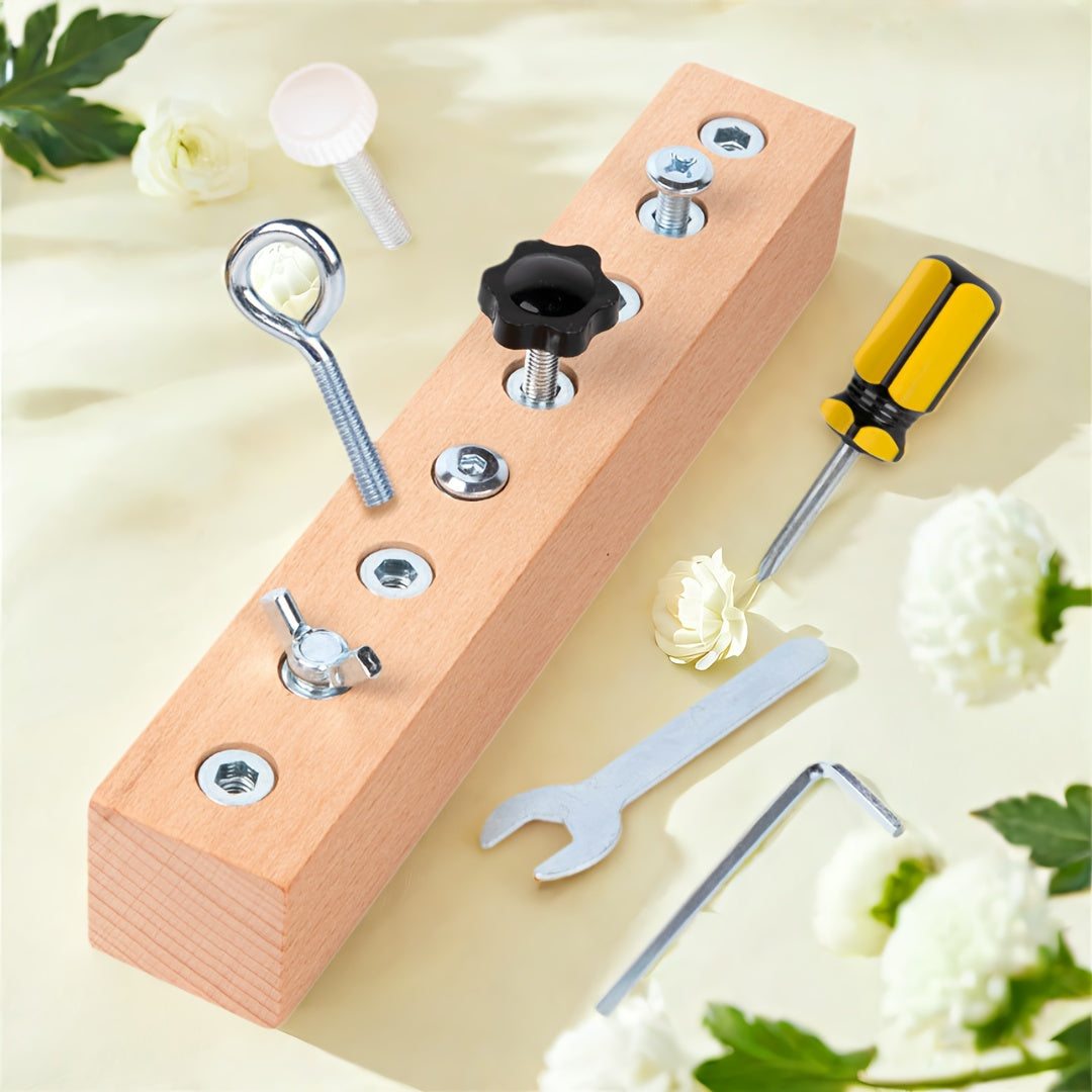 Jeu d'Assemblage en Bois Montessori pour Enfants 3 Ans et Plus - Kit d'Outils Écrous et Vis pour la Motricité Fine et la Concentration