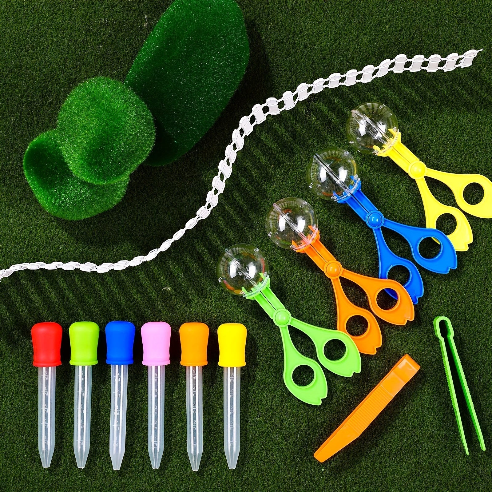 Set sensoriel 3pcs pour motricité fine - Pince ciseaux insecte, pince à épiler et compte-gouttes éducatif pour exploration extérieure King of Toys
