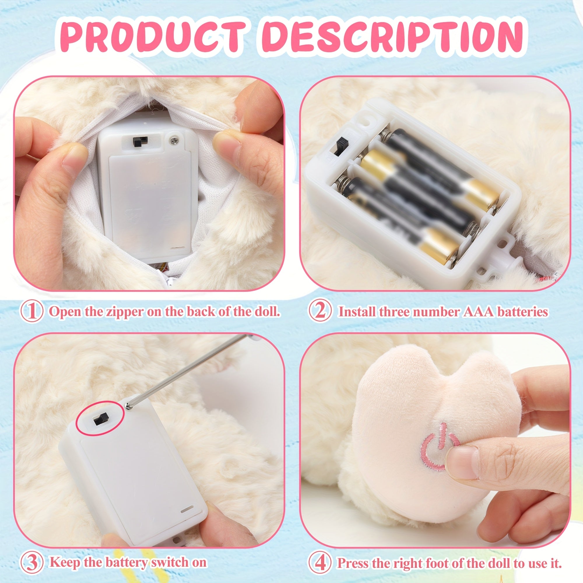 Agneau en Peluche Musical & Respirant – 8 Mélodies Douces, Bruit Blanc, Veilleuse & Volume Réglable | Cadeau de Naissance
