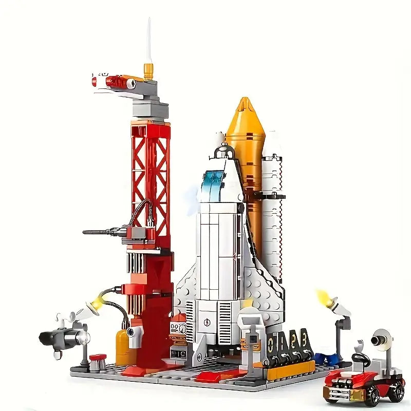 Centre de lancement de navette spatiale et fusée | Blocs de construction créatifs pour l'exploration de l'espace, tri et empilage King of Toys