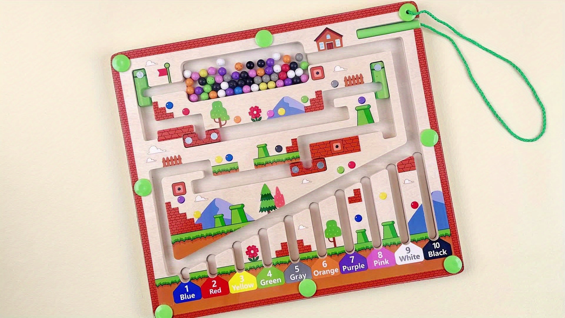 Labyrinthe Magnétique Couleurs & Chiffres – Jouet Montessori Bois 3 Ans et +