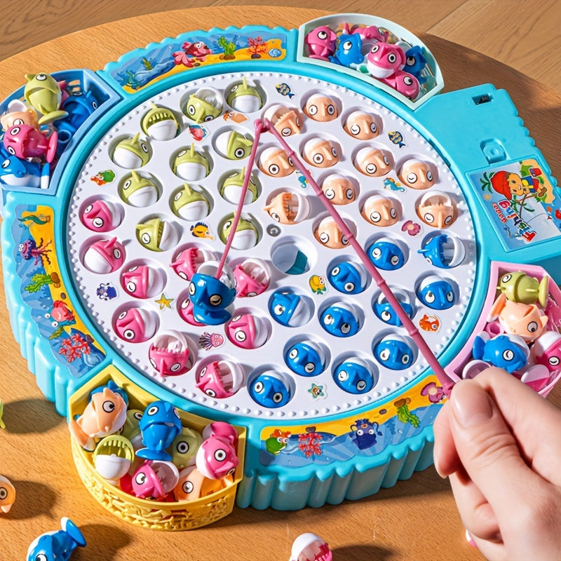 45 pièces Jouet de pêche électrique avec musique | Modèles de pêche rotatifs avec hameçons et autocollants mignons, cadeau pour enfants King of Toys