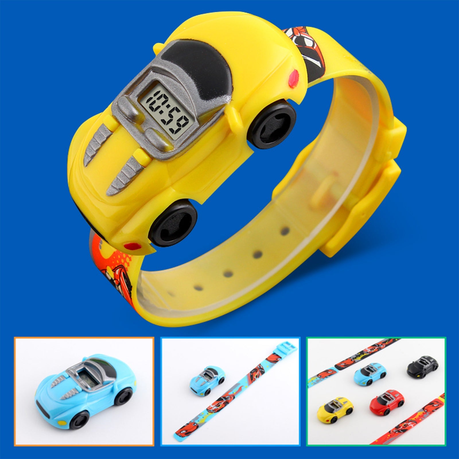 Montre Électronique Détachable en Forme de Voiture de Dessin Animé | Montre éducative LED pour enfants de 4+ ans King of Toys