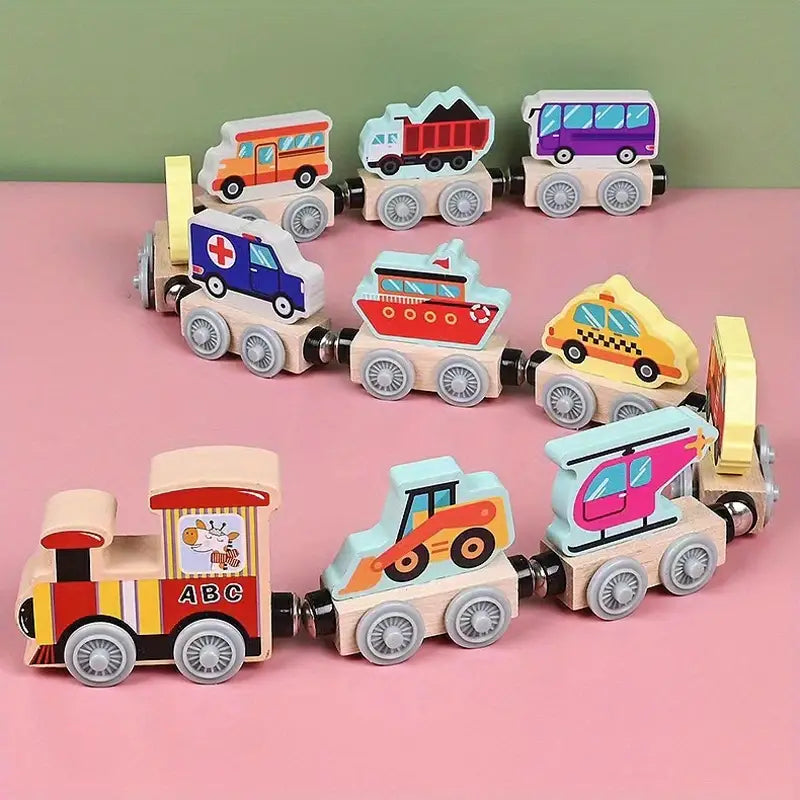Magnetic Wooden Train Toys Trains (11 pieces) - Magnetic Toys From 1 Year Speelgoed Koning