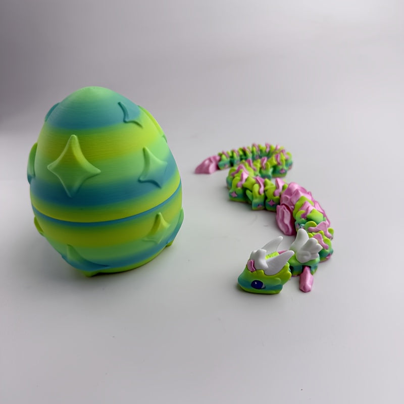 Figurine Dragon Articulé Imprimée 3D et son Œuf - Modèle de Collection Fantaisie pour Fans de Jeux de Rôle et Décoration - Cadeau Unique