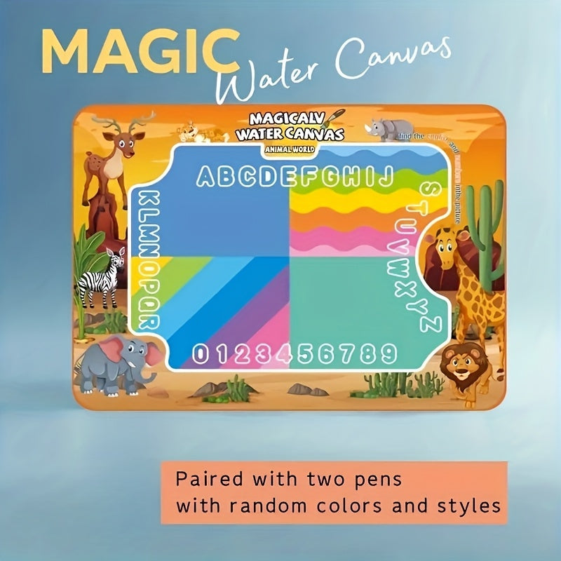 Tapis Magique d'Écriture à l'Eau Réutilisable pour Enfants 3 Ans et Plus - Tapis de Dessin Géant 80x60cm pour Apprentissage des Lettres et des Chiffres - Zéro Gâchis