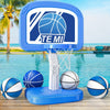 Panier de basket flottant pour piscine - Set avec 4 ballons et pompe, hauteur réglable, accessoires colorés King of Toys