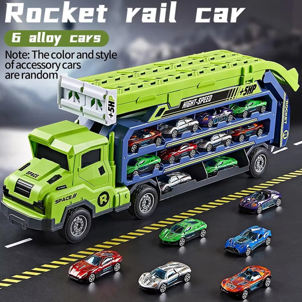 Circuit Dino avec Camion de Transport | Piste de Course et Voitures à Friction | Jouet Pliable pour Enfants 3+ | Matériau Durable ABS King of Toys