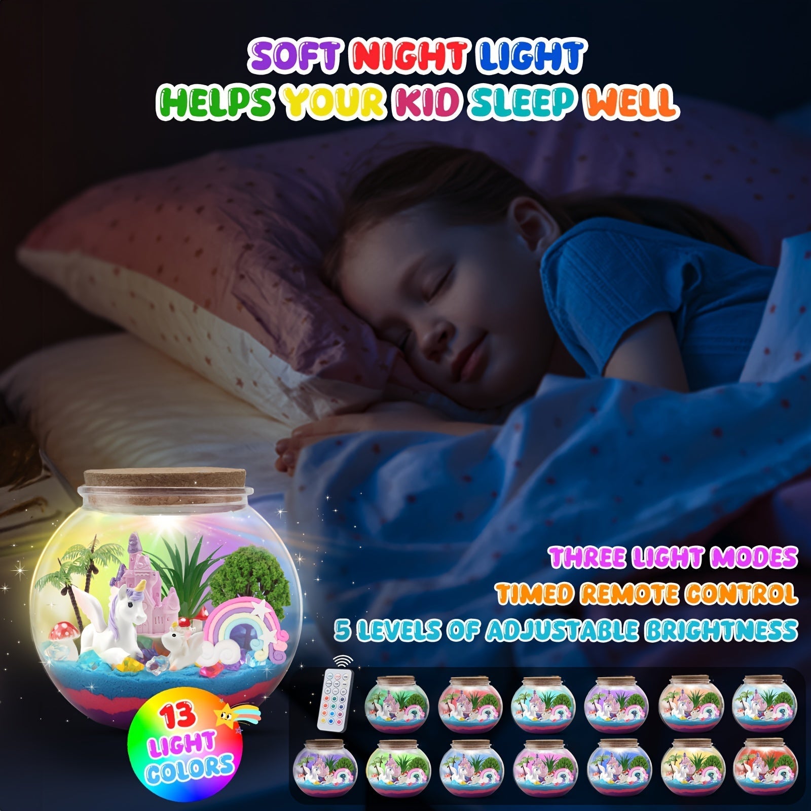 Terrarium Licorne Enchantée - Lampe LED et Jardin Magique DIY, Cadeau pour Enfants de 6 à 12 Ans King of Toys