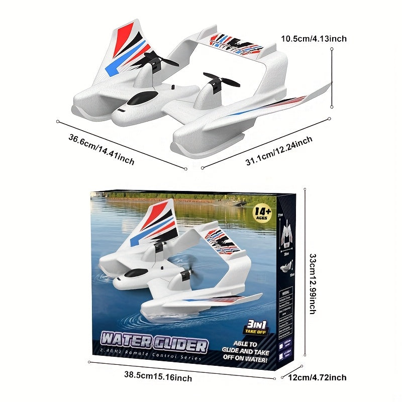 Avion RC Amphibie 2-en-1 – Avion Télécommandé en Mousse EPP pour Eau et Terre | Stabilisation Gyroscopique, Jouet à Ailes Fixes, Cadeau