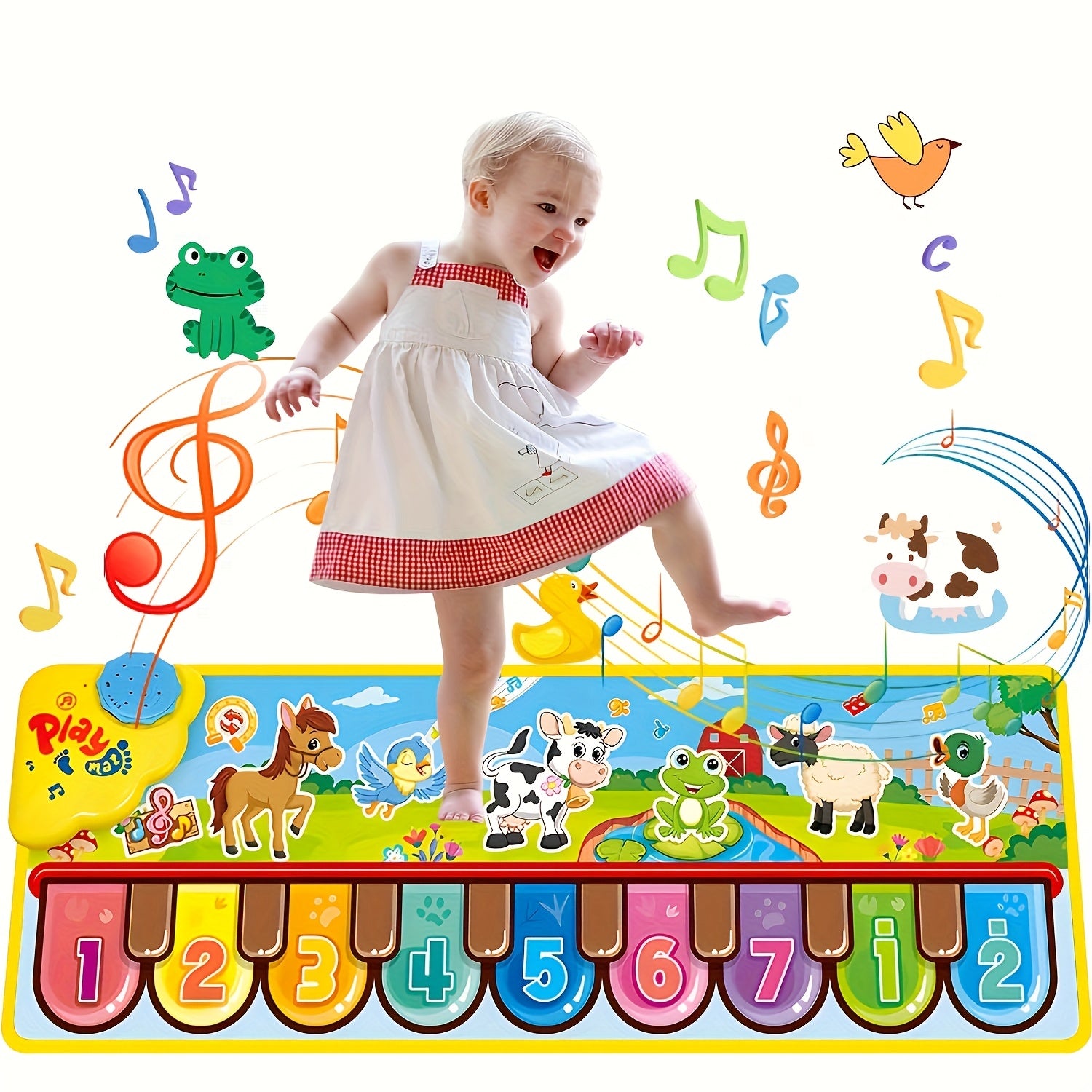 Tapis Musical Interactif pour Enfants – Clavier Piano avec 24 Sons & Animaux Amusants