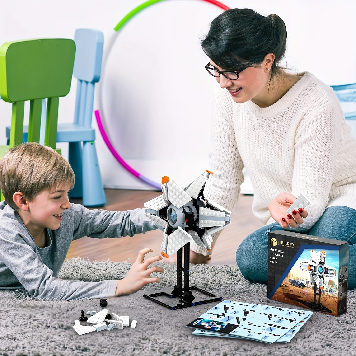 Blocs de Construction Coquillage – Kit de Modèle avec Support d’Exposition, Jouet Créatif pour Enfants & Fans de Jeux