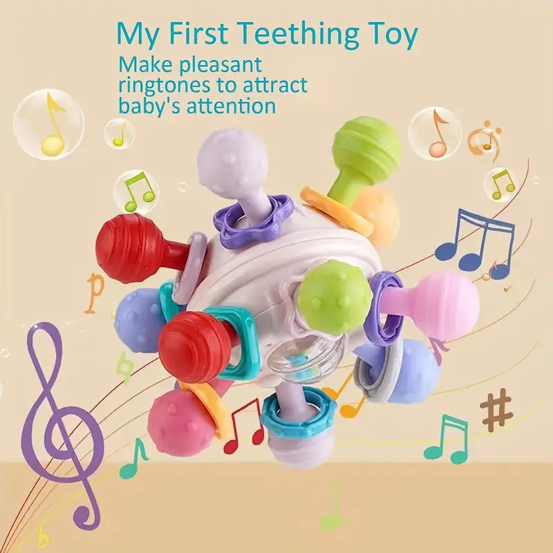 Jouet de Dentition Montessori pour Bébés avec Musique - Hochets Sensoriels avec Fonction de Mordillage et de Succion | Rotatif à 180 Degrés De Speelgoed Koning