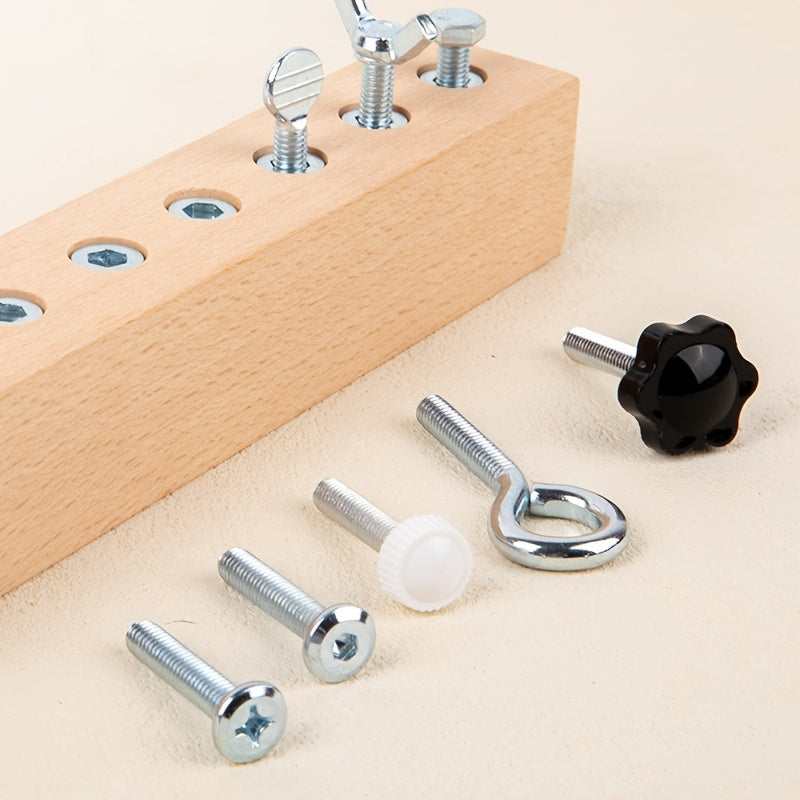 Jeu d'Assemblage en Bois Montessori pour Enfants 3 Ans et Plus - Kit d'Outils Écrous et Vis pour la Motricité Fine et la Concentration