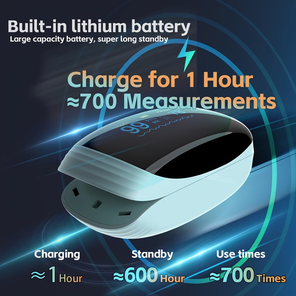 Oxymètre de Pouls à Pince Rechargeable pour Usage Universel - Moniteur de Saturation en Oxygène (SpO2) et Fréquence Cardiaque pour Sport et Maison