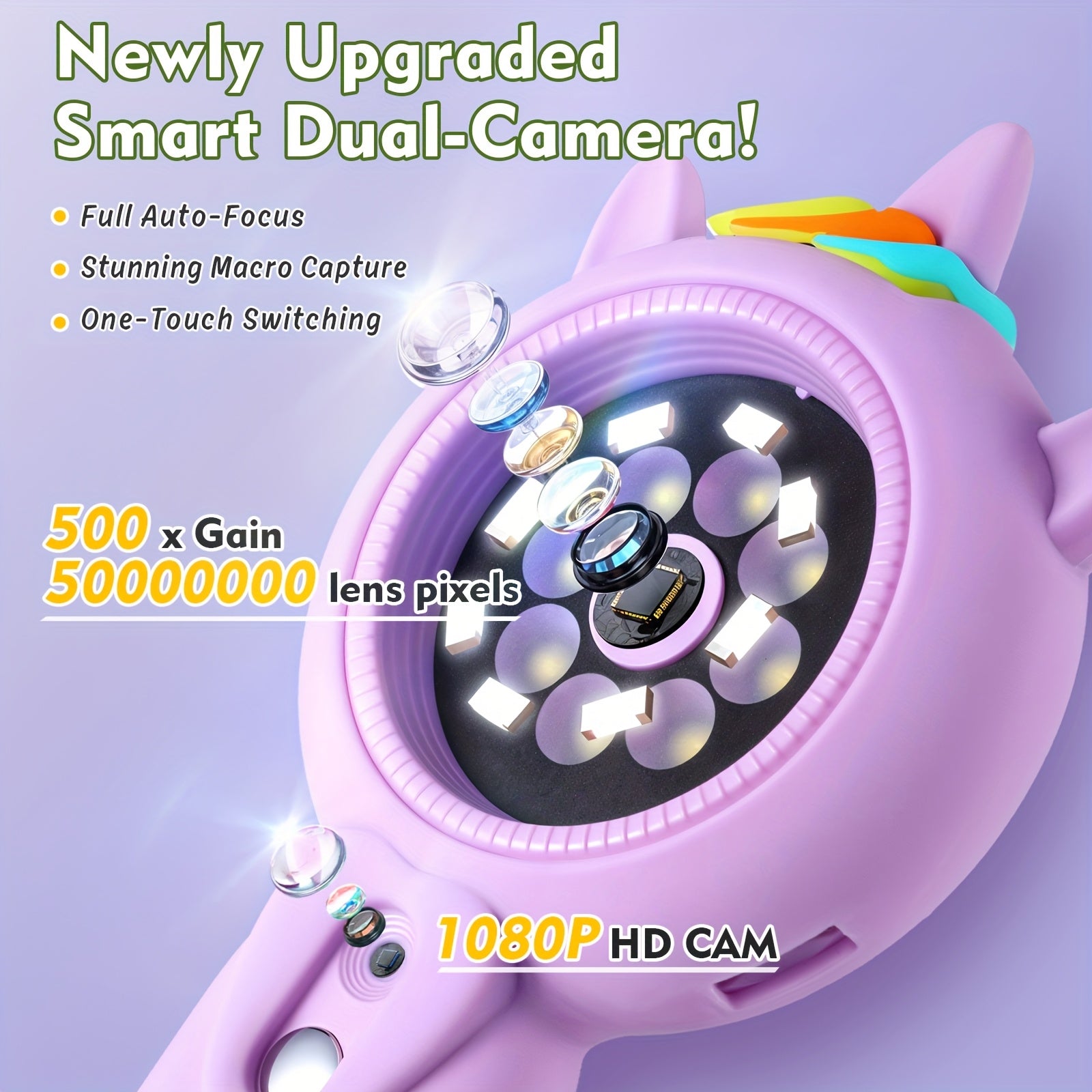 Microscope Numérique Portable pour Enfants 3-12 Ans Garçons Filles - Caméra HD avec Grossissement 500x et Carte SD 32Go Incluse - Jouet Scientifique Éducatif Cadeau Anniversaire Noël