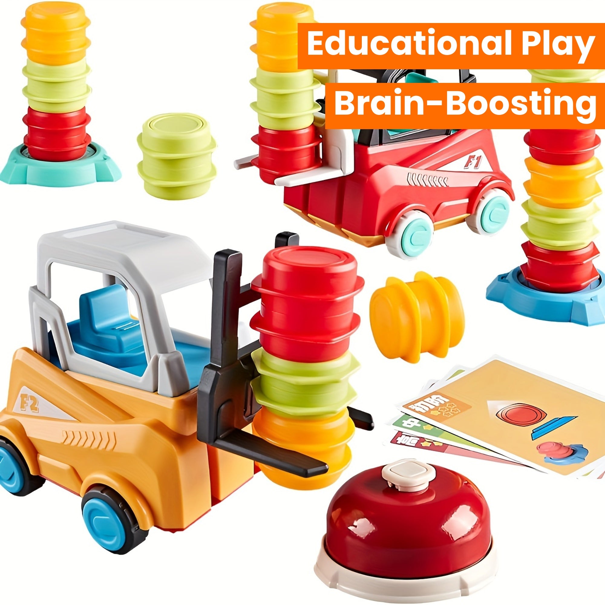 Jeu de Construction Chariot Élévateur Éducatif pour Enfants 3 Ans et Plus - Casse-tête d'Empilage et de Transport pour Garçons Filles - Stimule la Logique