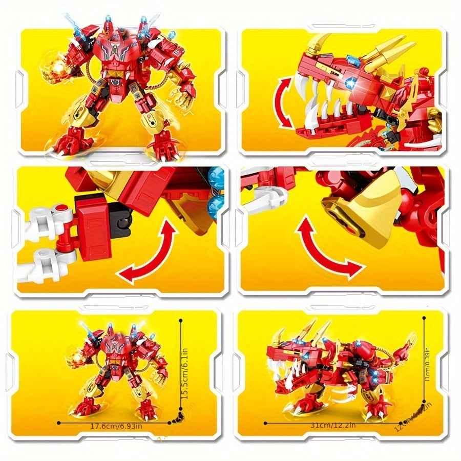 Chevalier Dinosaure Mécanique - Mode Double Transformation - Kit de Construction Éducatif DIY - Cadeau Halloween & Noël King of Toys