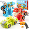 3 Pack Jouets dinosaures à démonter avec perceuse électrique | Jouets de construction transformables, interrupteur bidirectionnel, voitures jouets pour les garçons de plus de 3 ans