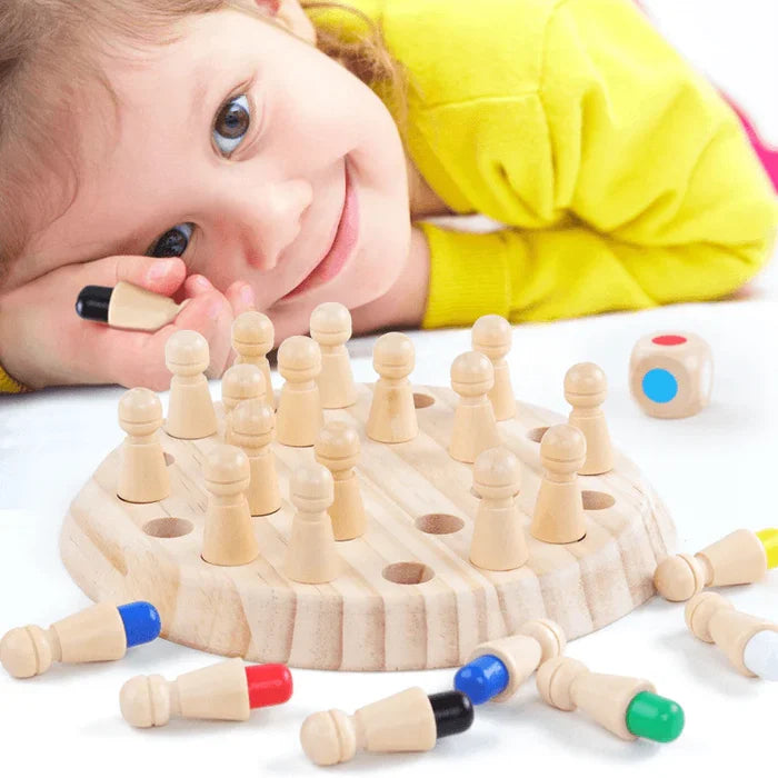 Jeu d'Échecs Mémoire en Bois pour Tout-Petits et Enfants l Montessori 3,4,5,6,7,8 Ans Garçons & Filles King of Toys