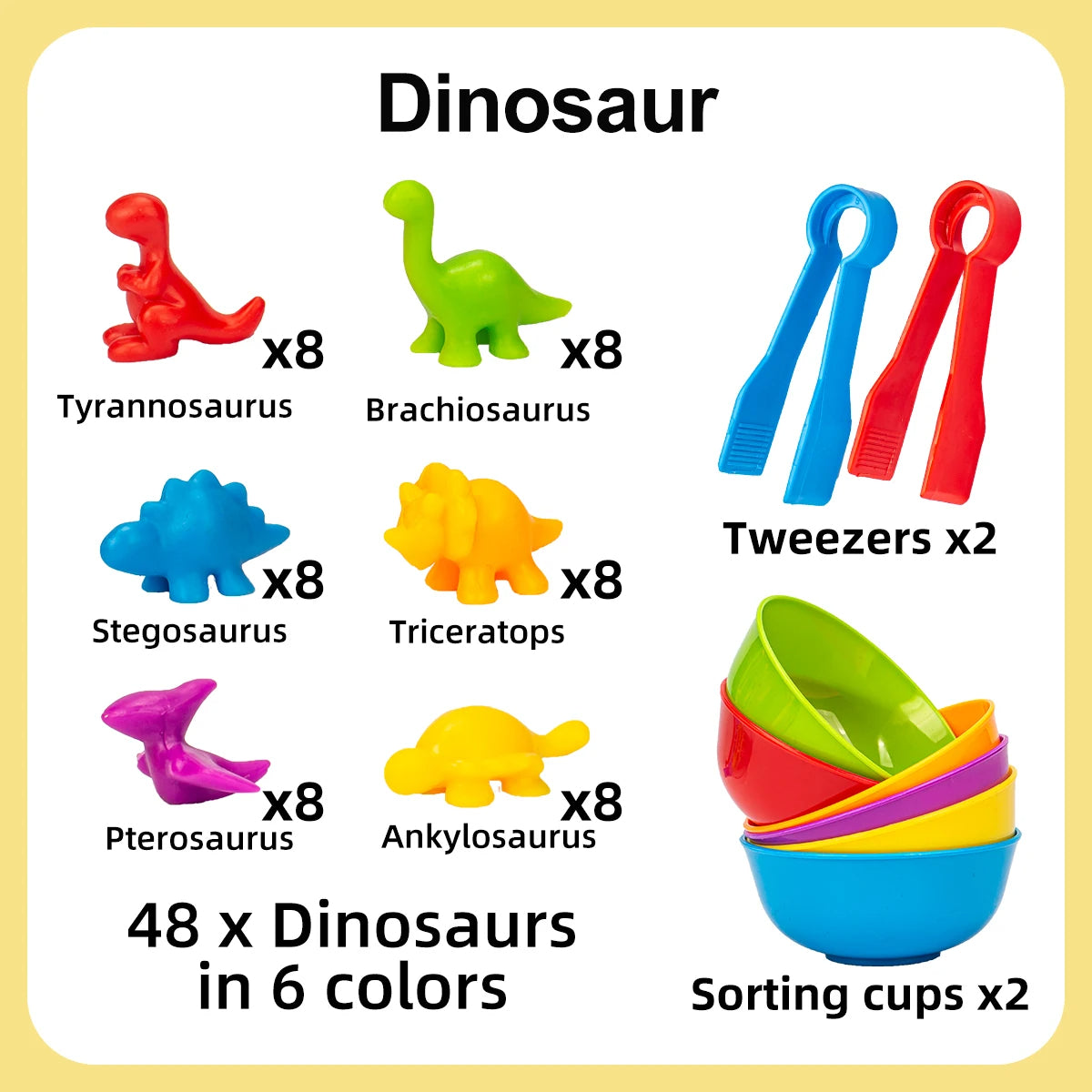 Dinosaures à compter avec bol - Jouets Montessori à compter 1 an et plus (Jouets sensoriels) Speelgoed Koning