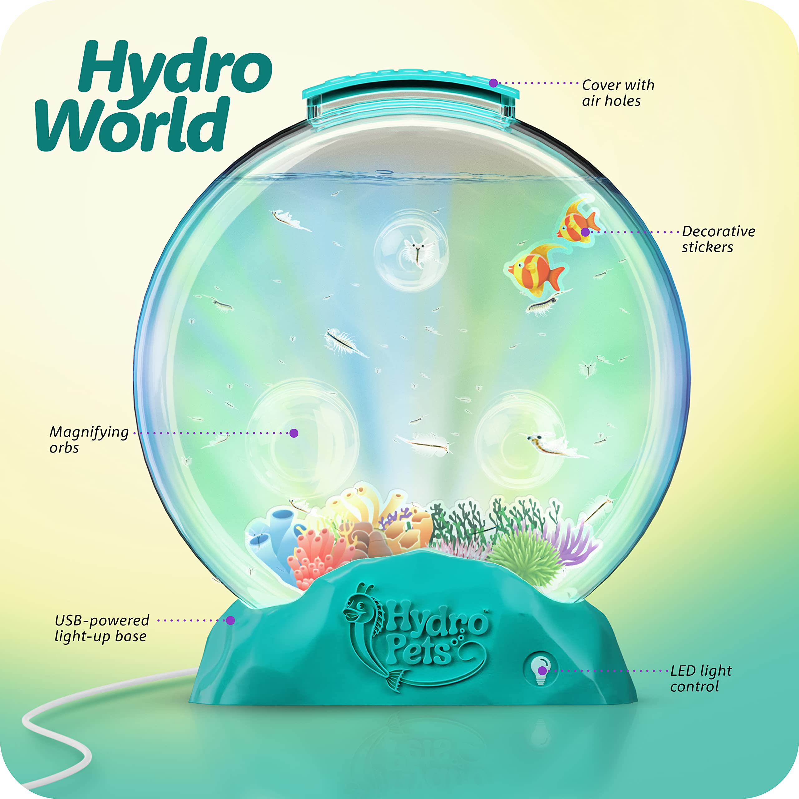 Kit Habitat HydroPets avec Lumière – Expérience Scientifique pour Enfants 6–12 Ans | Jouet Aquatique Éducatif