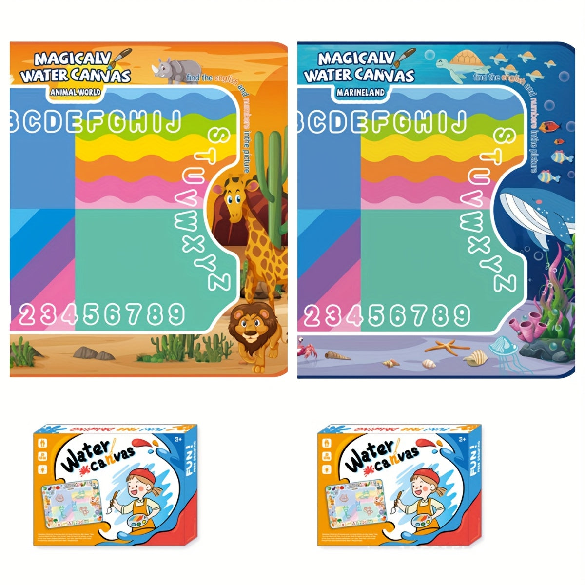 Tapis Magique d'Écriture à l'Eau Réutilisable pour Enfants 3 Ans et Plus - Tapis de Dessin Géant 80x60cm pour Apprentissage des Lettres et des Chiffres - Zéro Gâchis