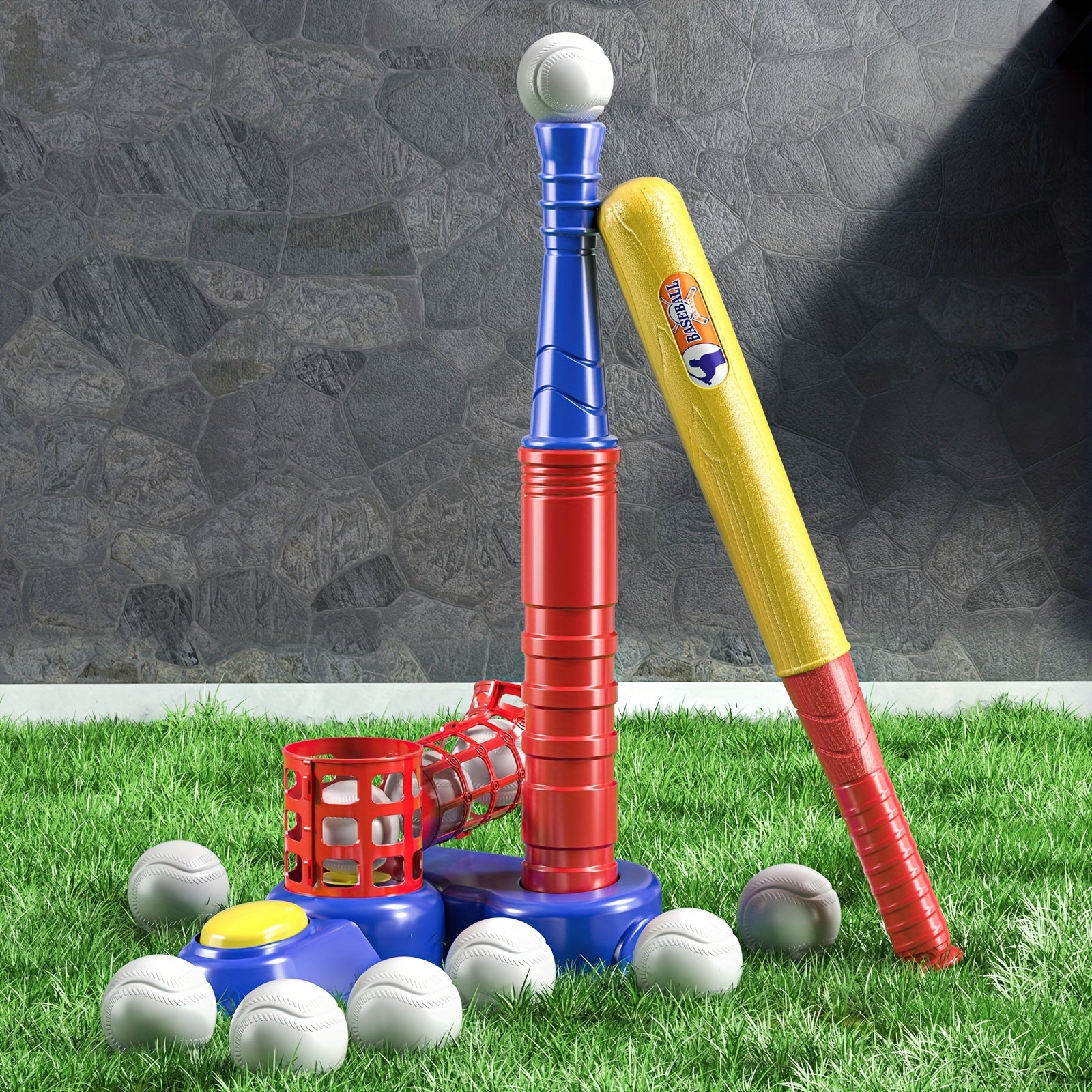 Set de Baseball 2 en 1 avec 10 Balles – Jeu Sportif d’Extérieur pour Enfants, Idée Cadeau Noël & Pâques