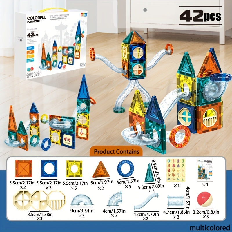 Jouets en Tuiles Magnétiques de 42 pcs | Blocs de Construction STEM, Jouets Montessori, Cadeau de Noël pour Enfants de 1 à 4 Ans