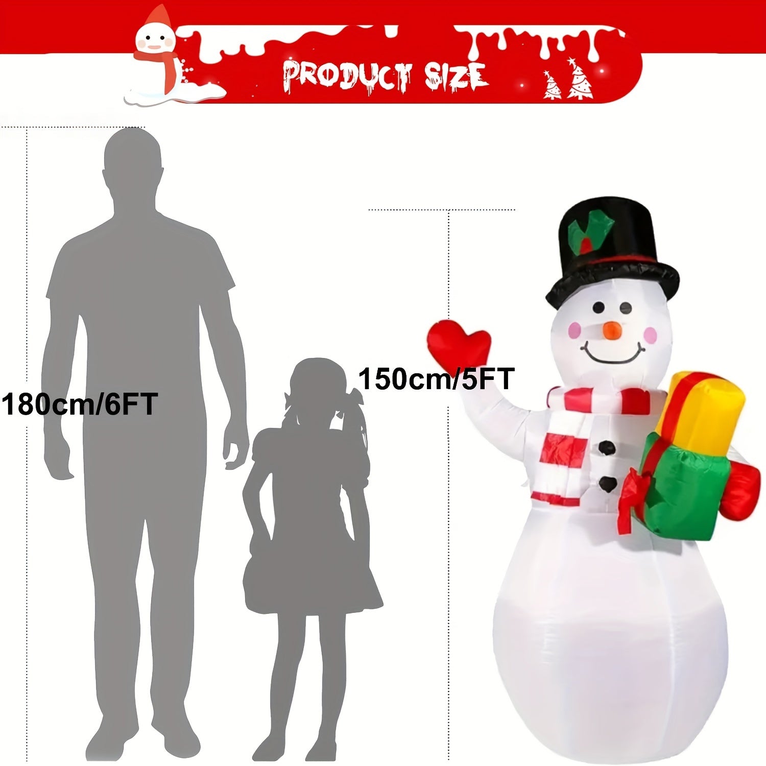 Décorations Gonflables de Noël 1pc 5FT Bonhomme de Neige avec Lumières LED Rotatives à 360° - Décor Extérieur et Intérieur King of Toys