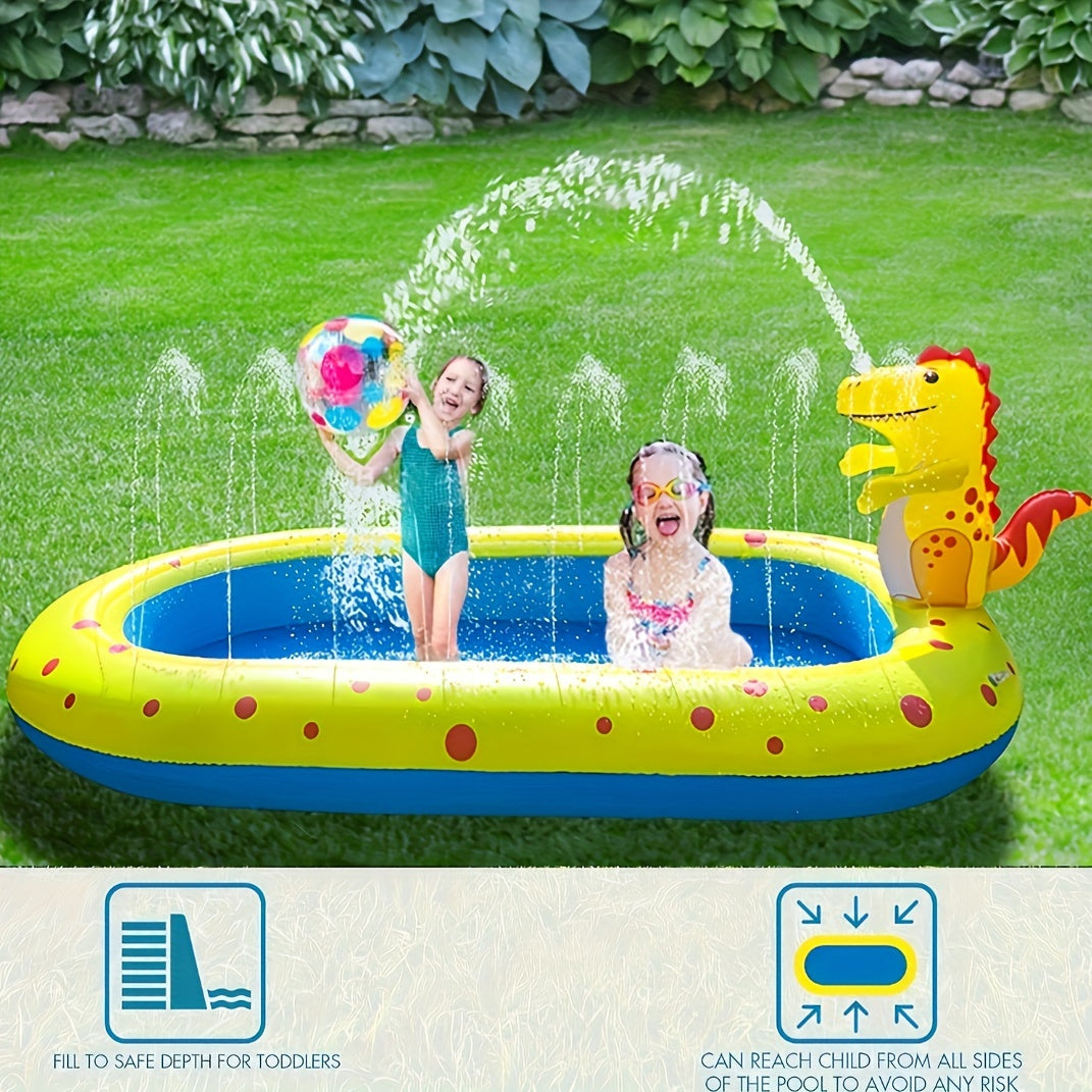 Piscine Gonflable Enfant 3-en-1 avec Dinosaure – Aire de Jeu Arroseuse Extérieure