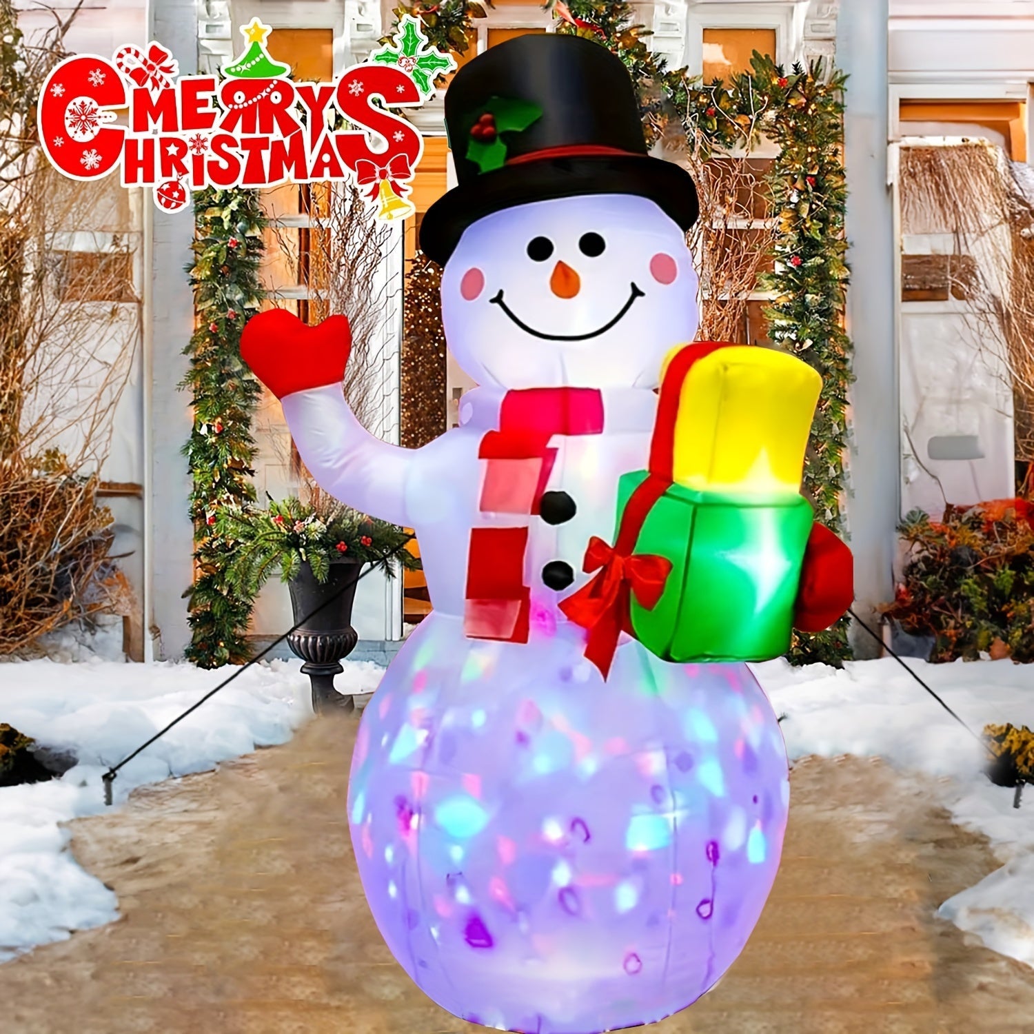 Décorations Gonflables de Noël 1pc 5FT Bonhomme de Neige avec Lumières LED Rotatives à 360° - Décor Extérieur et Intérieur King of Toys