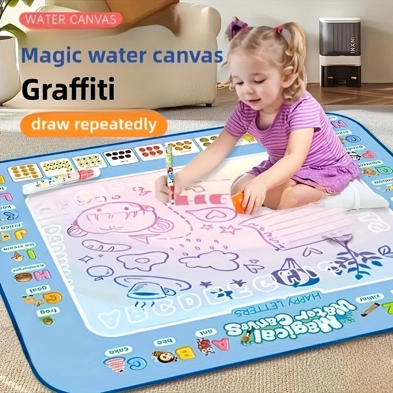 Tapis Magique d'Écriture à l'Eau Réutilisable pour Enfants 3 Ans et Plus - Tapis de Dessin Géant 80x60cm pour Apprentissage des Lettres et des Chiffres - Zéro Gâchis