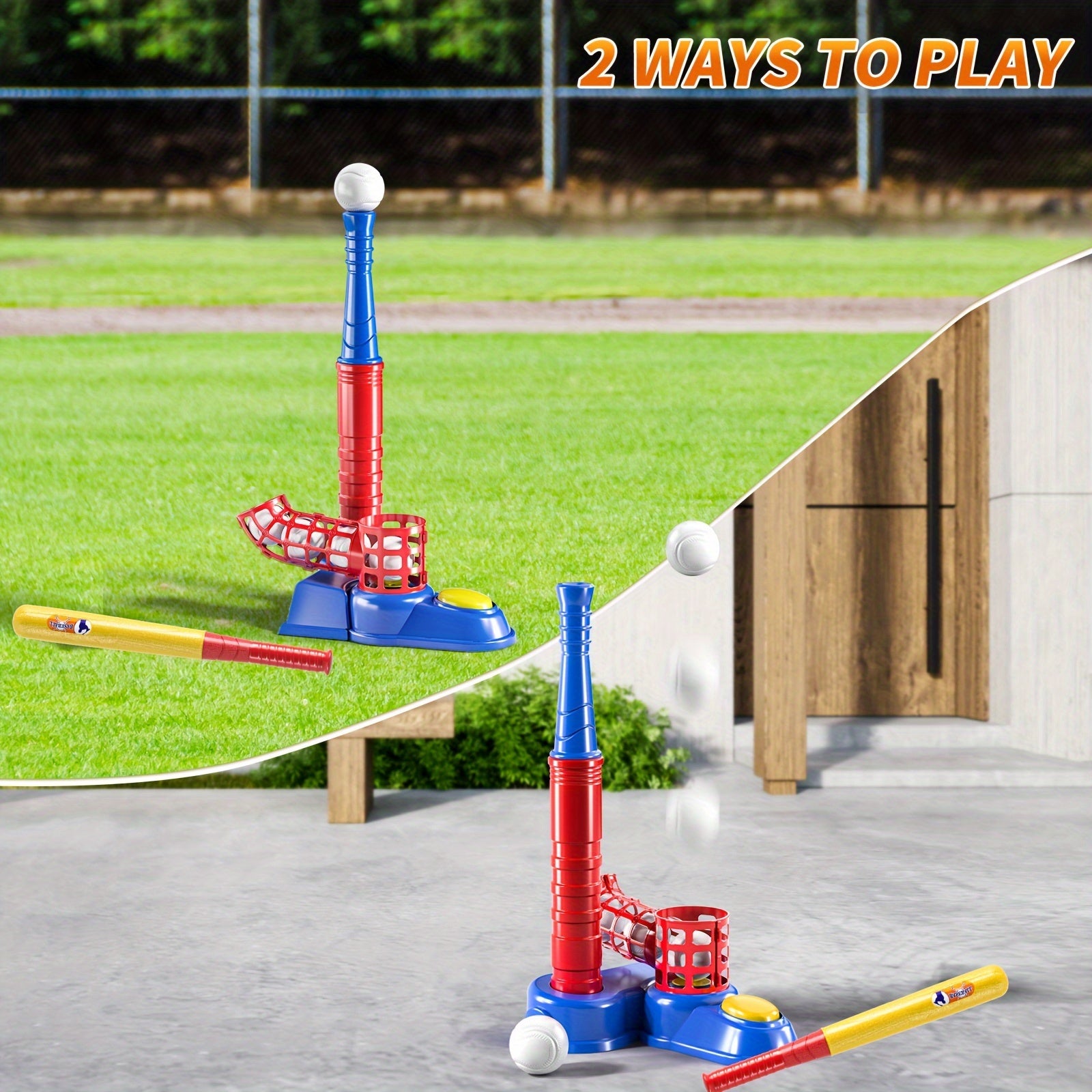 Set de Baseball 2 en 1 avec 10 Balles – Jeu Sportif d’Extérieur pour Enfants, Idée Cadeau Noël & Pâques