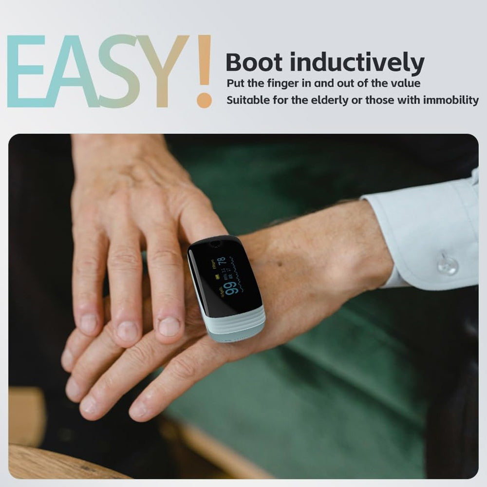 Oxymètre de Pouls à Pince Rechargeable pour Usage Universel - Moniteur de Saturation en Oxygène (SpO2) et Fréquence Cardiaque pour Sport et Maison