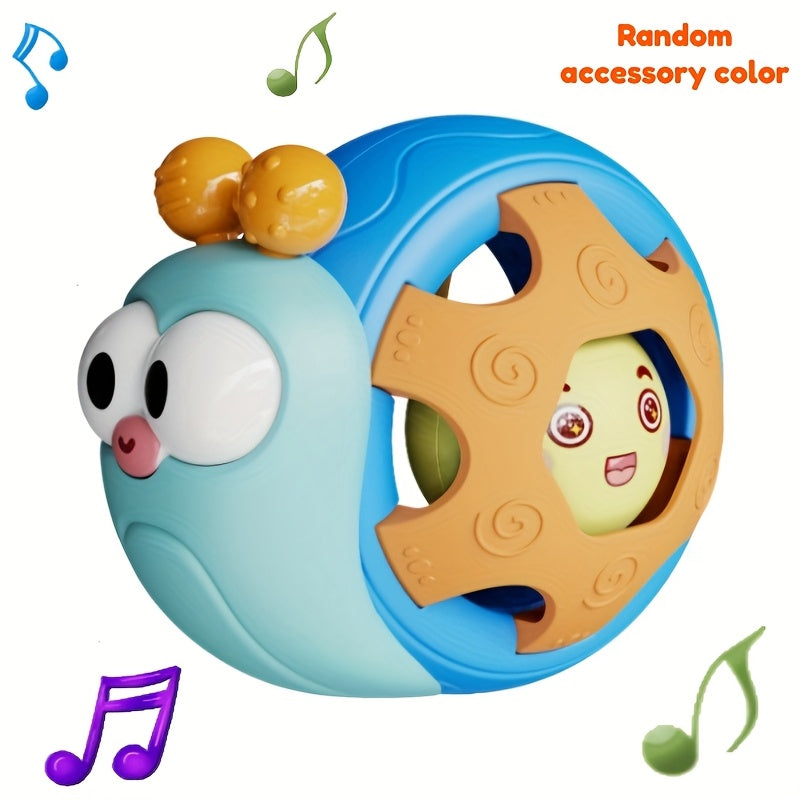 Hochet Musical Roulant Escargot pour Bébé 0-12 Mois - Jouet Sensoriel Interactif pour Apprendre à Ramper - Cadeau d'Éveil Garçons Filles