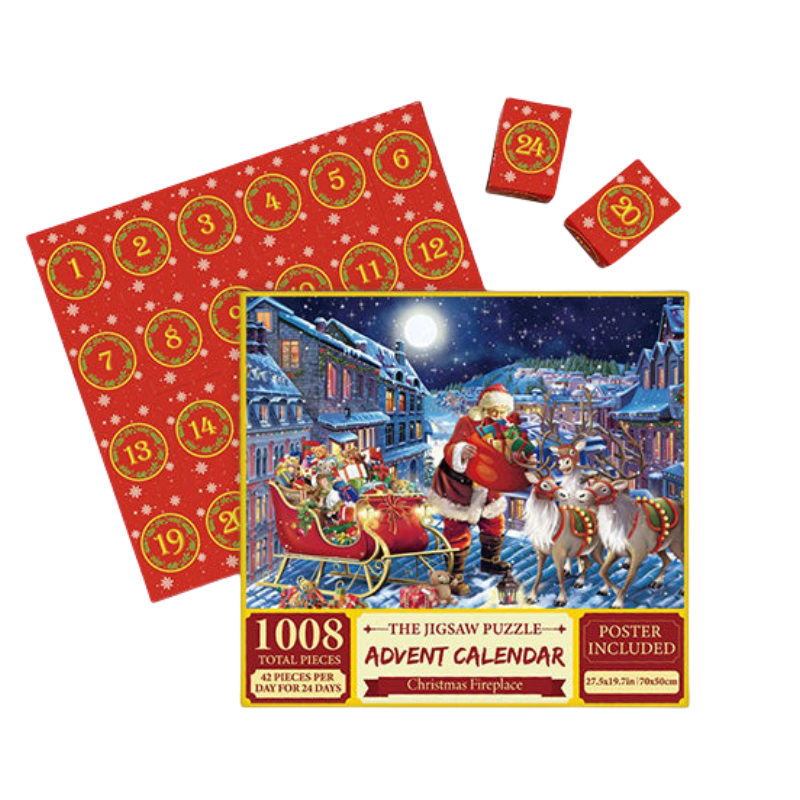 Calendrier de l'Avent Puzzle de Noël | Puzzle de 1008 Pièces, Calendrier de l'Avent de 24 Jours pour Enfants et Adultes King of Toys