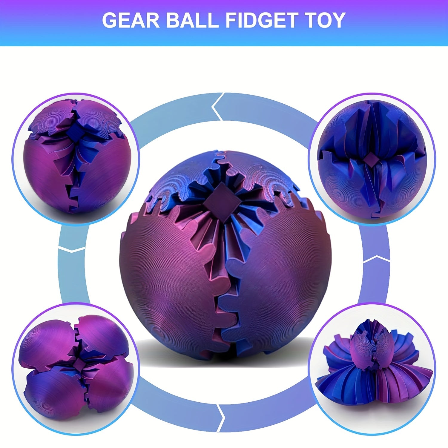 Balle Engrenage 3D - Jouet Fidget Spinning Steampunk, Cadeau de Noël pour Enfants King of Toys