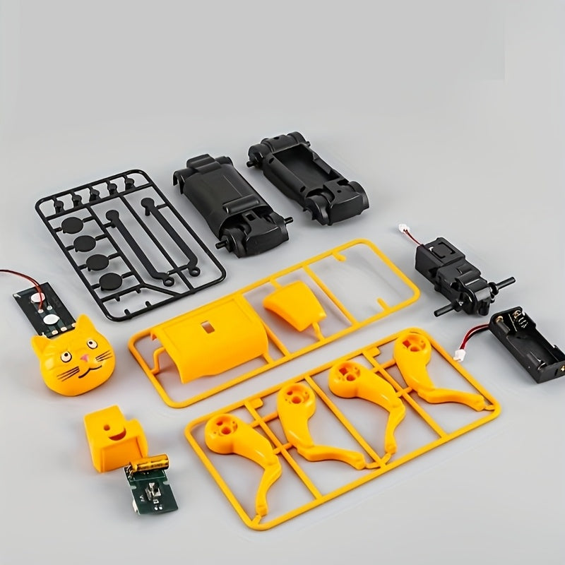 Kit Robot Animaux à Construire – Chien et Chat Interactifs Jaune | Jouet Mécanique Programmable pour Enfants & Adultes | Cadeau Fête des Pères