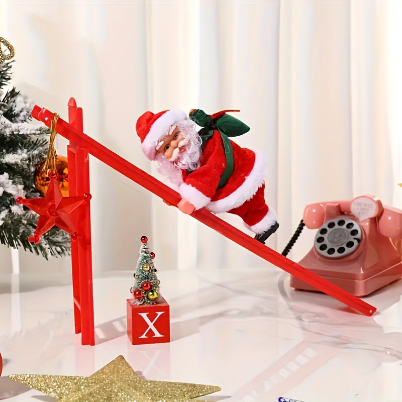 Père Noël Musical Grimpant avec Sac Cadeau - Décoration Parfaite pour Sapin & Fêtes de Noël King of Toys